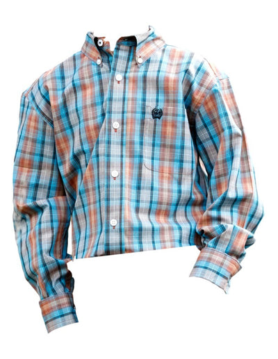 Cinch Boys Plaid Button Down Long Sleeve Western Shirt (Multi)
