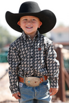 Cinch Boys Infant/Toddler Medallion Print Button-Down Long Sleeve Western Shirt (Black)
