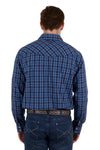 Pure Western Mens Rowan Check Western Long Sleeve Shirt (Navy/Red)