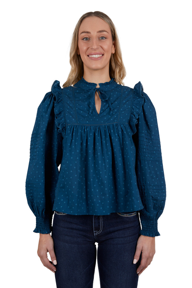 Pure Western Womens Pippa Blouse (Blue)