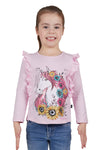 Pure Western Girls Jina Frill Long Sleeve Tee (Pink)