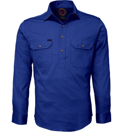 Ritemate Mens Closed Front Long Sleeve Shirt (Cobalt Blue)