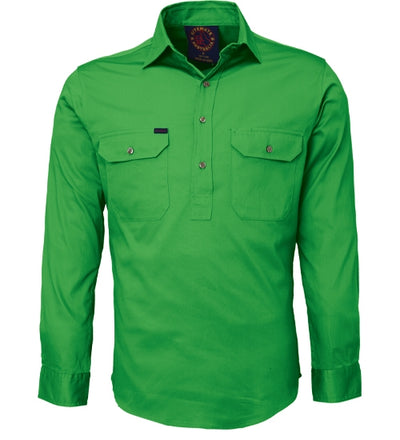 Ritemate Mens Closed Front Long Sleeve Shirt (Emerald)