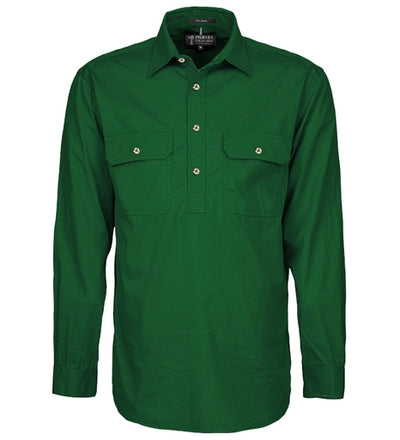 Ritemate Pilbara Mens Closed Front Long Sleeve Work Shirt (Green)