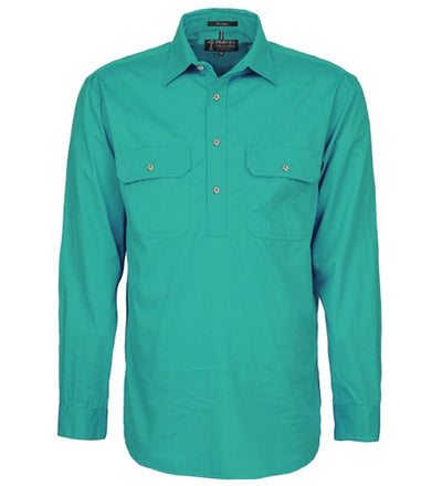 Ritemate Pilbara Mens Closed Front Long Sleeve Work Shirt (Jade)