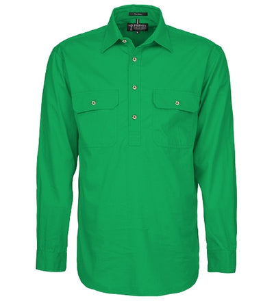 Ritemate Pilbara Mens Closed Front Long Sleeve Work Shirt (Kelly Green)