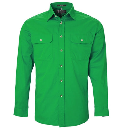 Ritemate Pilbara Mens Open Front Long Sleeve Work Shirt (Emerald)