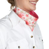 JC Ladies Carlee Double Sided Scarf White Gerberas/Rose