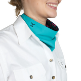 JC Ladies Carlee Double Sided Scarf Navy Pansies/Turquoise