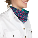 JC Ladies Carlee Double Sided Scarf Navy Pansies/Turquoise
