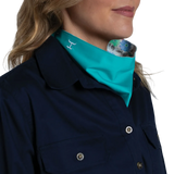 Just Country Womens Carlee Double Sided Scarf Turquoise/White Confetti Floral