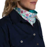 Just Country Womens Carlee Double Sided Scarf Turquoise/White Confetti Floral