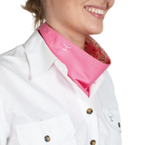 JC Ladies Carlee Double Sided Scarf White Gerberas/Rose