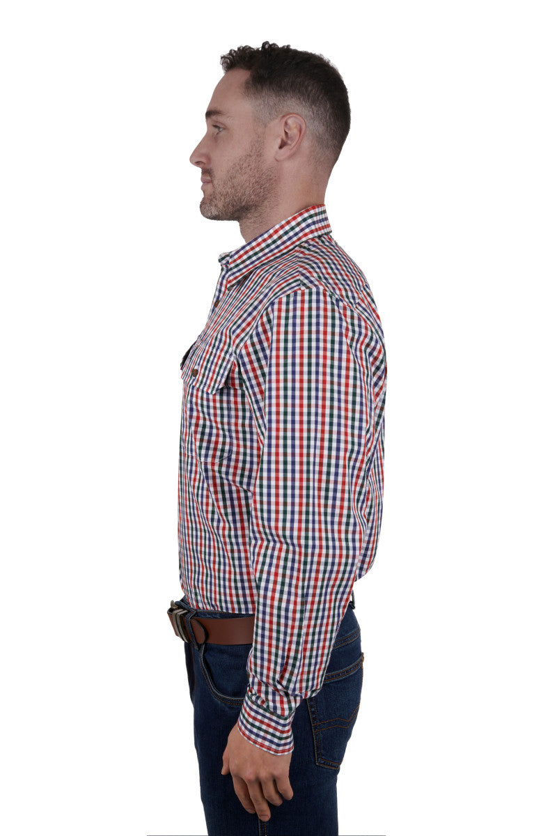 Thomas Cook Mens Joel Check 2-Pocket Long Sleeve Shirt (Navy/Red)