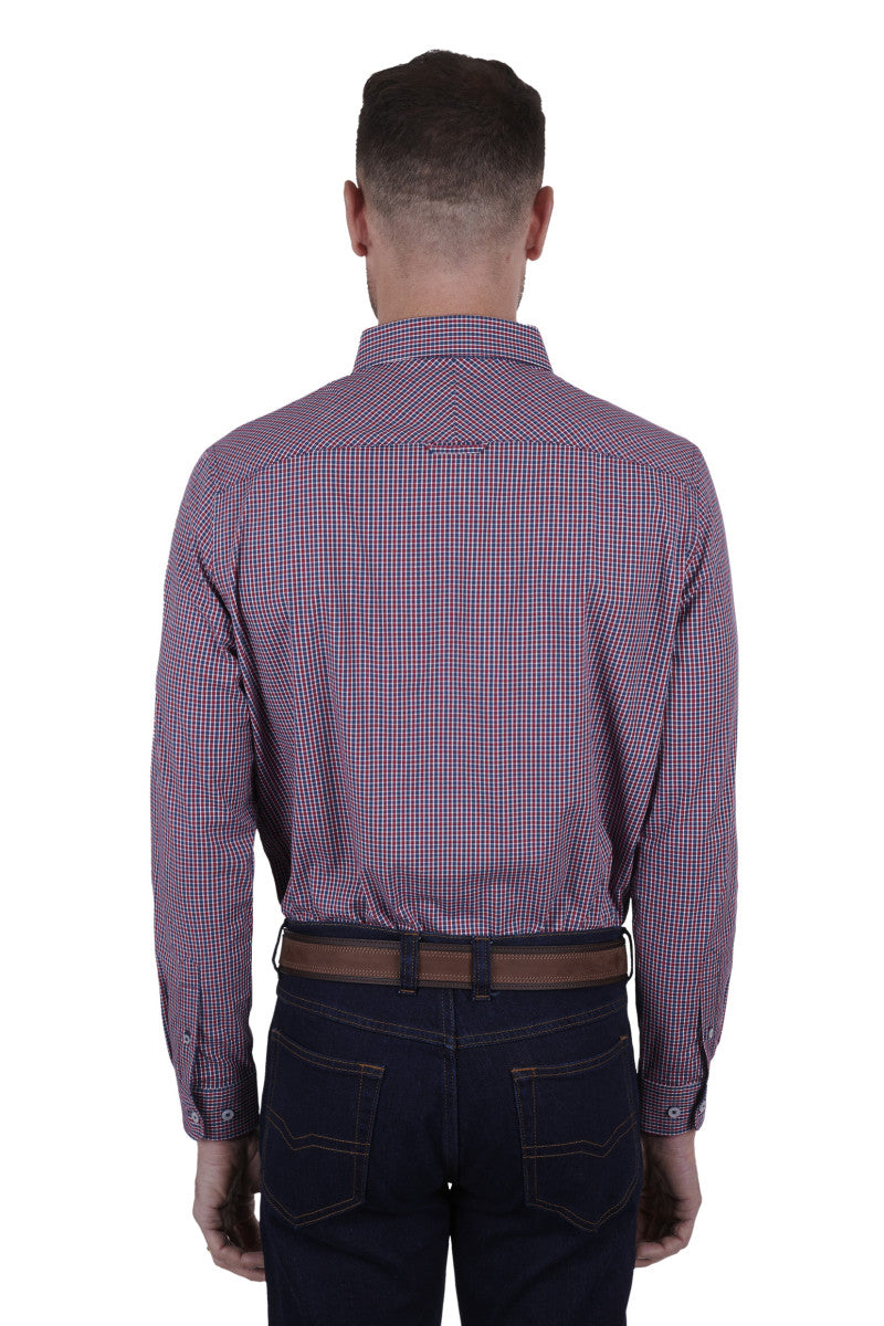 Thomas Cook Mens Bo Check 1-Pocket Tailored Long Sleeve Shirt (Red)