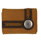 Ariat Tri Fold Wallet Brown - Accent Overlay WLT3102A