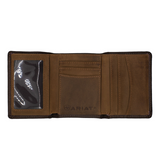 Ariat Tri Fold Wallet Dark Brown WLT3107A