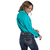 Just Country Womens Jahna Trim Half Button Print Workshirt WWLS2633