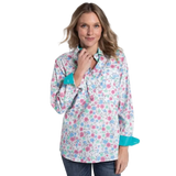 Just Country Womens Georgie Half Button Print Workshirt WWLS2634