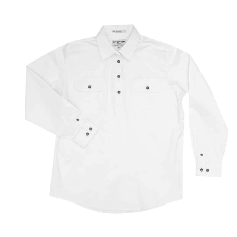 Just Country Women's Jahna Long Sleeve Work Shirt- White