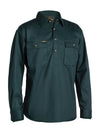 Bisley Mens Closed Front Cotton Drill Long Sleeve Shirt (Bottle)