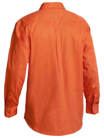 Bisley Mens Closed Front Cotton Drill Long Sleeve Shirt (Orange)