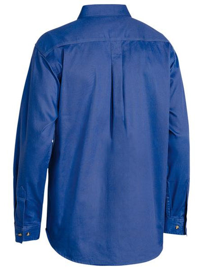Bisley Mens Closed Front Cotton Drill Long Sleeve Shirt (Royal)