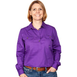 Just Country Women's Jahna Long Sleeve Work Shirt - Purple