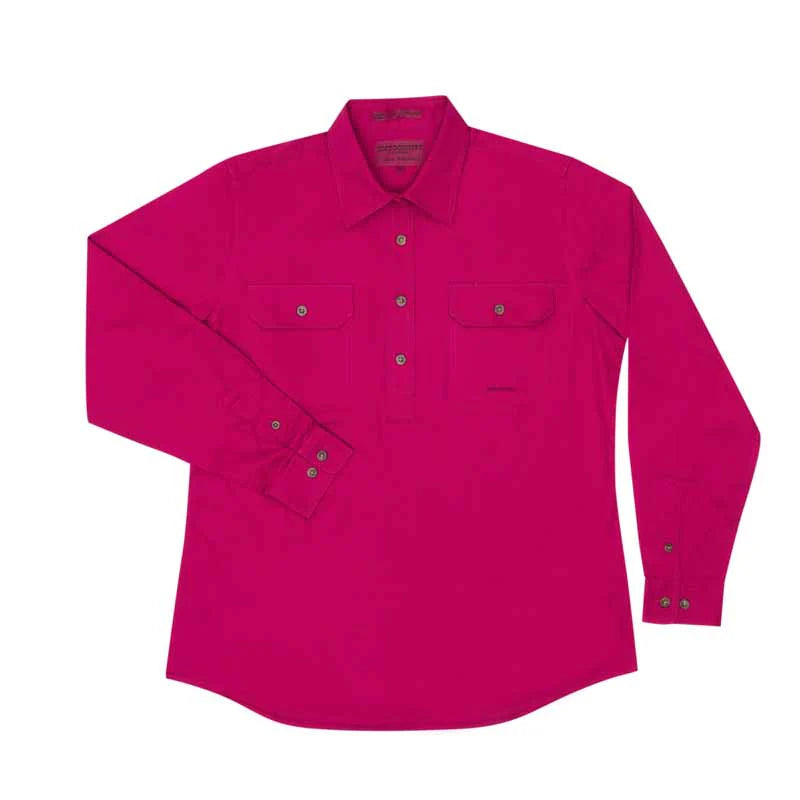 Just Country Women's Jahna Long Sleeve Work Shirt - Magenta