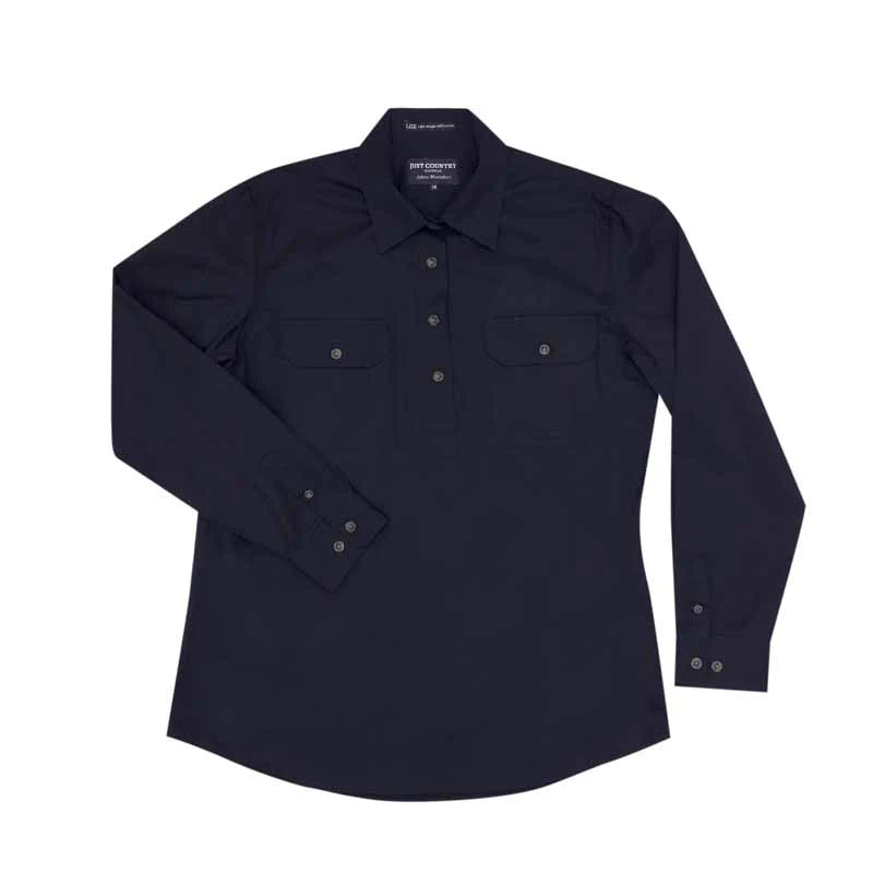 Just Country Women's Jahna Long Sleeve Work Shirt - Navy