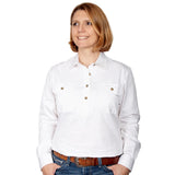Just Country Women's Jahna Long Sleeve Work Shirt- White