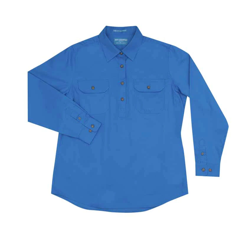 Just Country Women's Jahna Long Sleeve Work Shirt - Blue Jewel