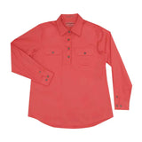 Just Country Women's Jahna Long Sleeve Work Shirt - Hot Coral
