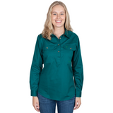 Just Country Women's Jahna Long Sleeve Work Shirt - Forest Green