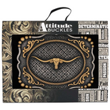 Montana Attitude Buckle - Framed Longhorn