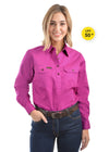 Hard Slog Womens Half Placket Light Cotton Work Shirt (Fuchsia)