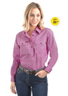 Hard Slog Womens Half Placket Light Cotton Work Shirt (Violet)