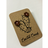 Cactus Flower Genuine Leather Earrings