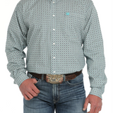 Cinch Men's Geometric Print Button Down L/S Shirt - Cream