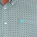 Cinch Men's Geometric Print Button Down L/S Shirt - Cream